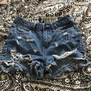 Ripped denim shorts